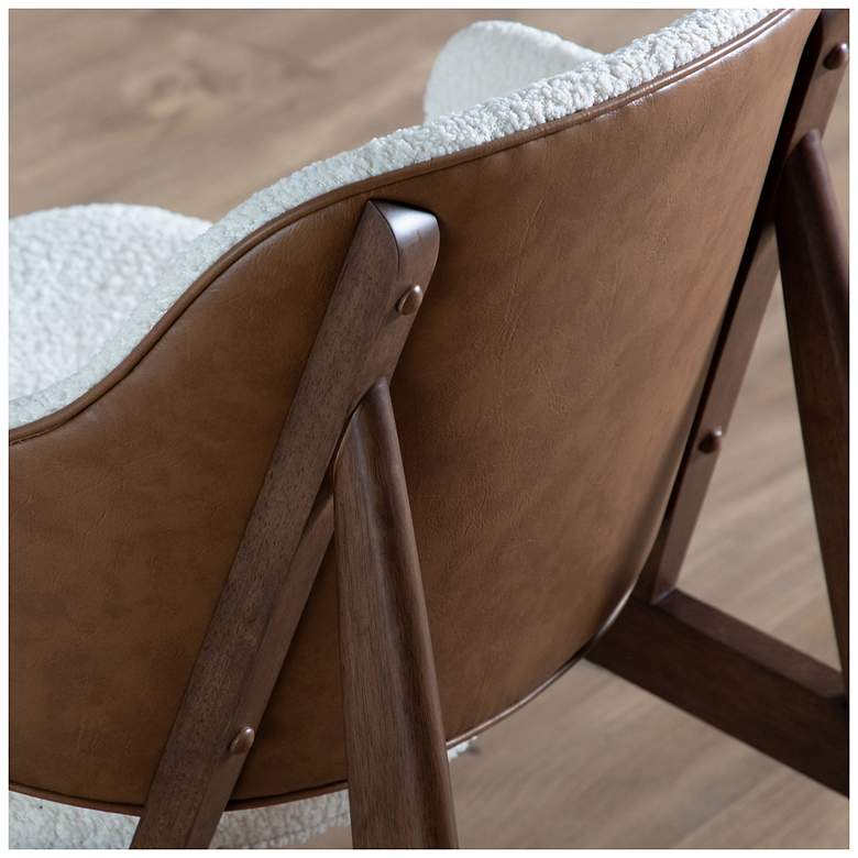 Image 4 Creekside Walnut Boucle Accent Chair With Leatherette Back more views