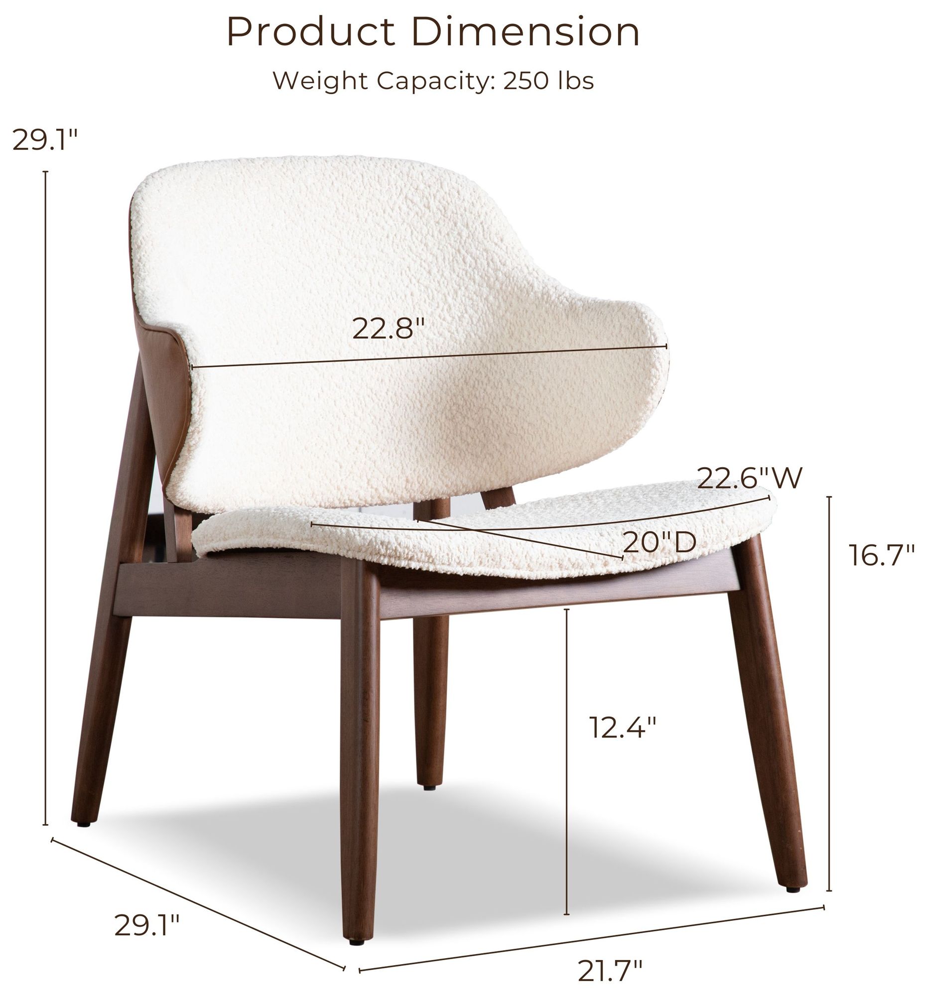 Creekside Walnut Boucle Accent Chair With Leatherette Back