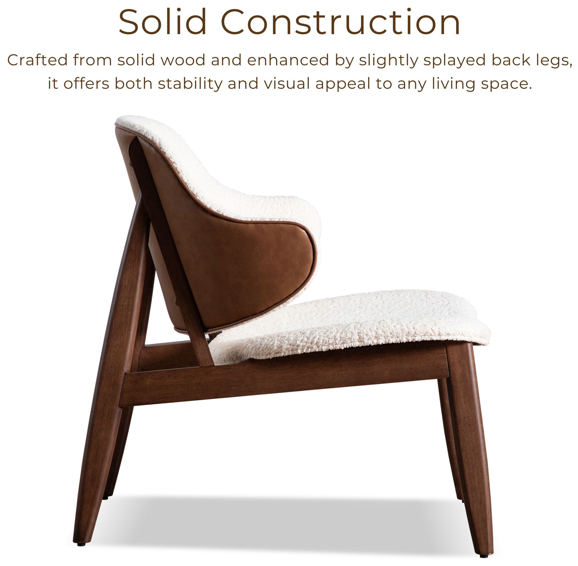 Creekside Walnut Boucle Accent Chair With Leatherette Back