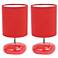 Creekwood Home 10.24" Mini Round Rock Table Lamp 2 Pack Set, Red