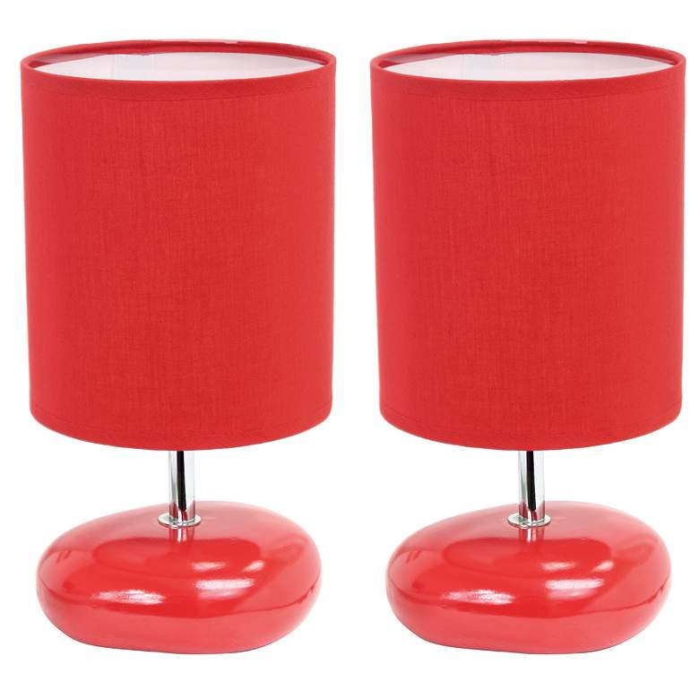 Image 1 Creekwood Home 10.24 inch Mini Round Rock Table Lamp 2 Pack Set, Red