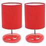 Creekwood Home 10.24" Mini Round Rock Table Lamp 2 Pack Set, Red