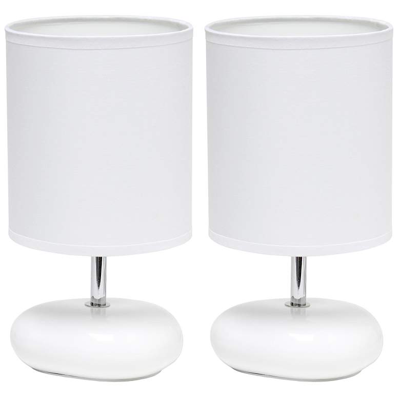 Image 1 Creekwood Home 10.24" Mini Round Rock Table Lamp 2 Pack Set, White