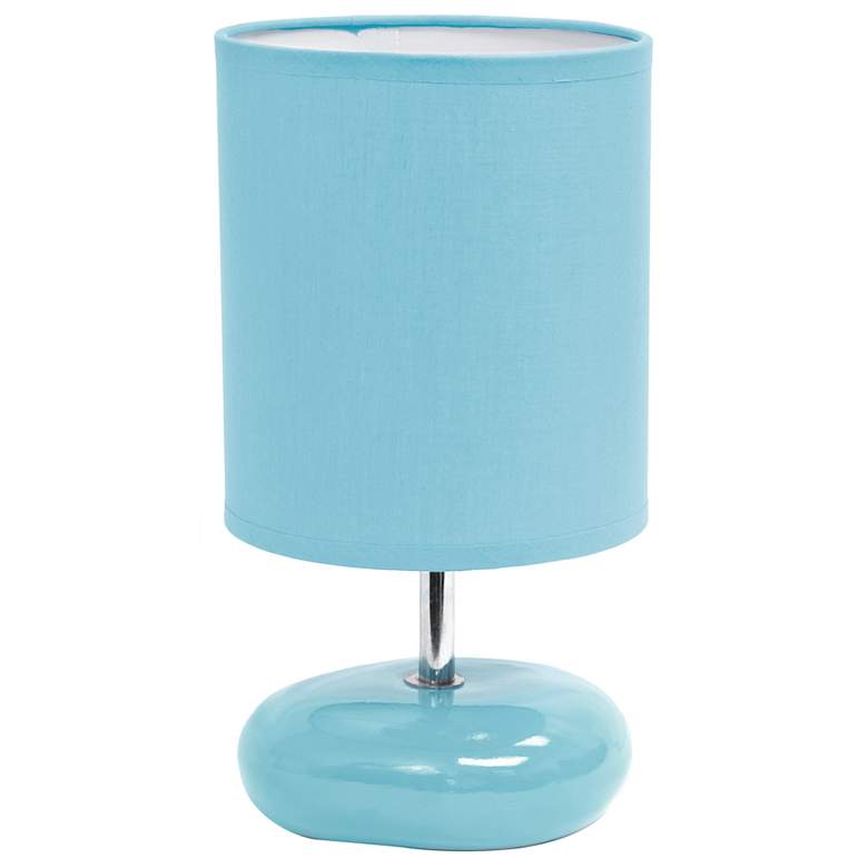 Image 1 Creekwood Home 10.24 inch Traditional Mini Round Rock Table Lamp, Blue