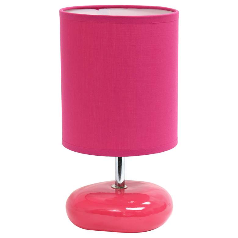Image 1 Creekwood Home 10.24 inch Traditional Mini Round Rock Table Lamp, Pink