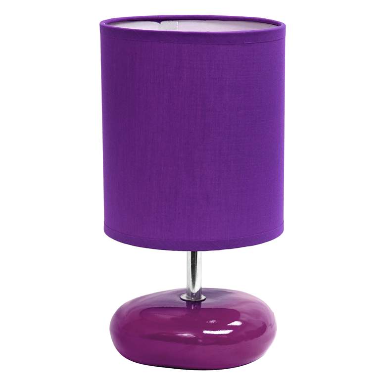 Image 1 Creekwood Home 10.24 inch Traditional Mini Round Rock Table Lamp, Purple