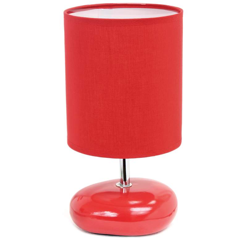 Image 1 Creekwood Home 10.24 inch Traditional Mini Round Rock Table Lamp, Red