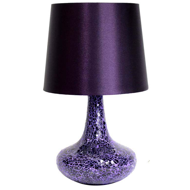 Image 1 Creekwood Home 14.17 inch Patchwork Crystal Glass Table Lamp, Purple
