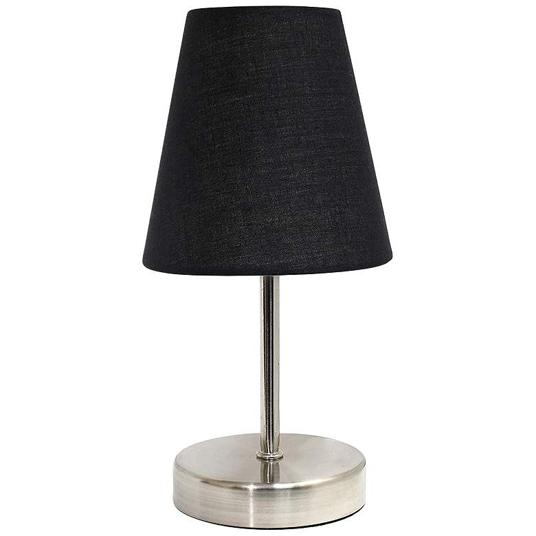 Image 1 Creekwood Home Nauru 10 1/2"H Nickel Black Shade Table Lamp