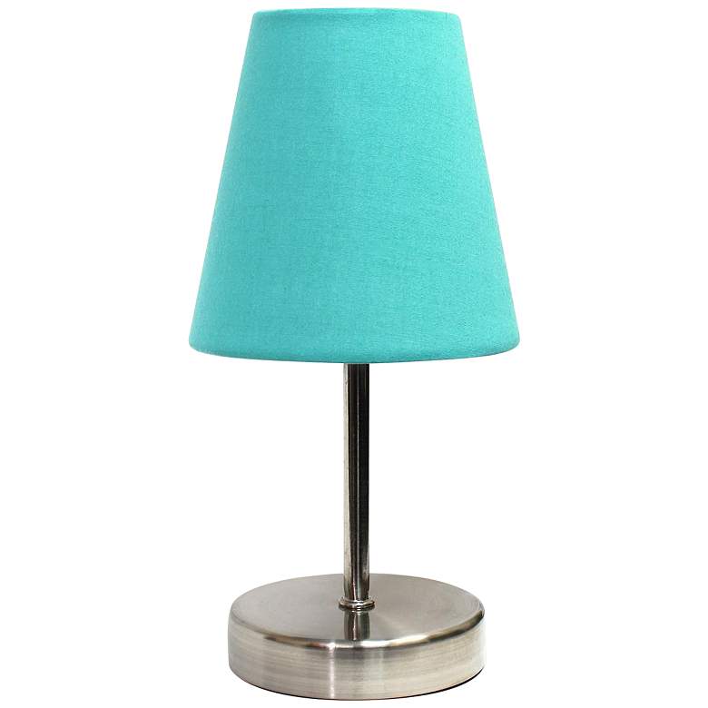 Image 2 Creekwood Home Nauru 10 1/2"H Nickel Blue Shade Table Lamp