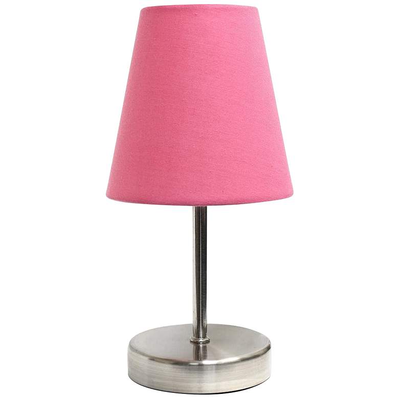 Image 1 Creekwood Home Nauru 10 1/2 inchH Nickel Pink Shade Table Lamp