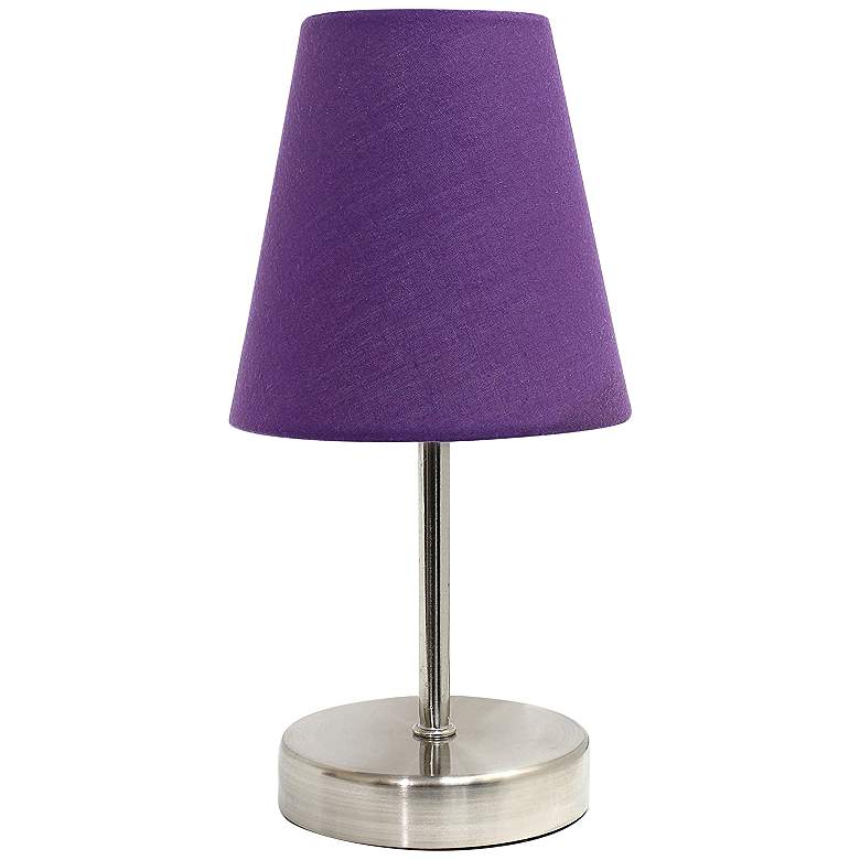Image 1 Creekwood Home Nauru 10 1/2"H Nickel Purple Shade Table Lamp