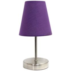 Creekwood Home Nauru 10 1/2&quot;H Nickel Purple Shade Table Lamp