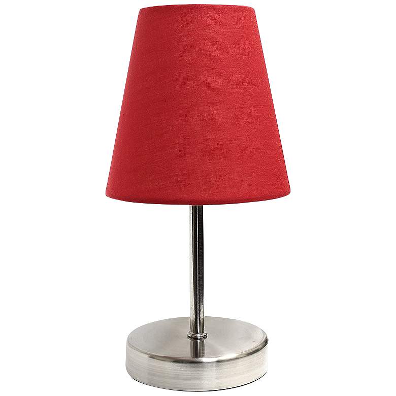 Image 1 Creekwood Home Nauru 10 1/2"H Nickel Red Shade Table Lamp