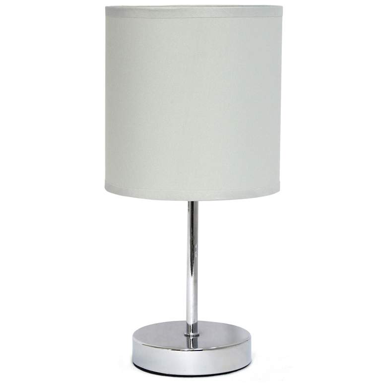 Image 1 Creekwood Home Nauru 11.81 inch Petite Metal Table Lamp in Chrome, Slate G