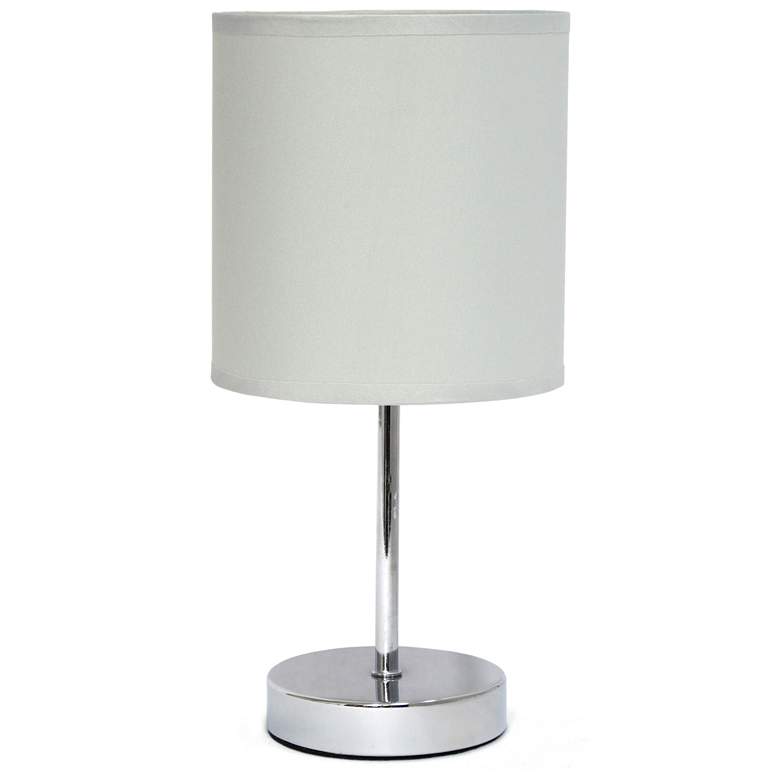 Image 1 Creekwood Home Nauru 11.81" Petite Metal Table Lamp in Chrome, Slate G