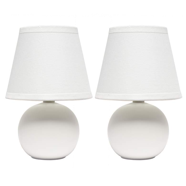 Image 1 Creekwood Home Nauru 8.66" Ceramic Orb Table Lamp Two Pack Set, Off Wh