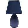 Creekwood Home Nauru 9.45" Petite Ceramic Oblong Table Lamp, Blue