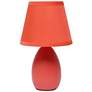Creekwood Home Nauru 9.45" Petite Ceramic Oblong Table Lamp, Orange