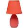 Creekwood Home Nauru 9.45" Petite Ceramic Oblong Table Lamp, Orange