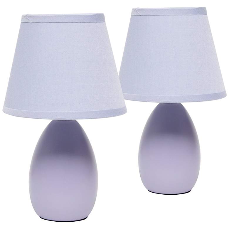 Image 1 Creekwood Home Nauru 9 1/2" High Purple Ceramic Table Lamps Set of 2