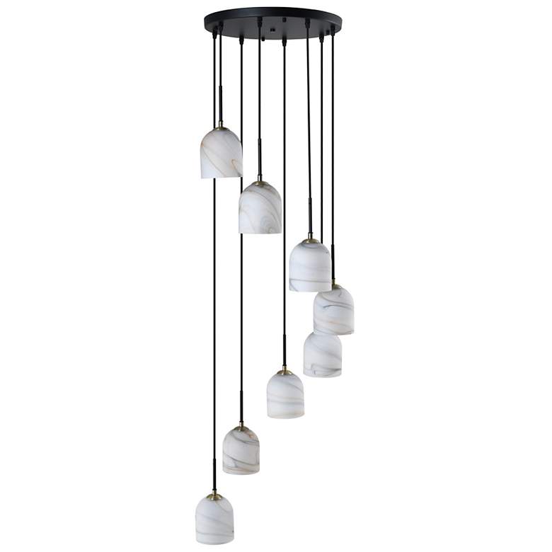 Image 4 Crema 18.5"W 8-Light Black, Brass Chandelier w/ Alabaster Shade more views