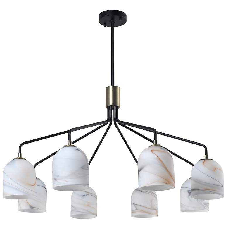 Image 4 Crema 34.25"W 8-Light Black, Brass Chandelier w/ Alabaster Shade more views