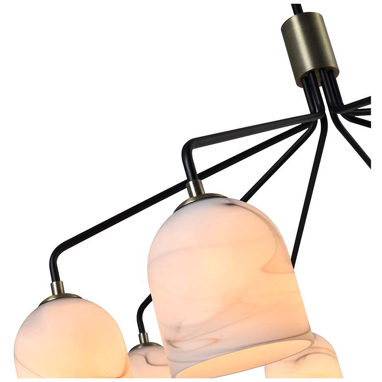 Image 7 Crema 34.25"W 8-Light Black, Brass Chandelier w/ Alabaster Shade more views