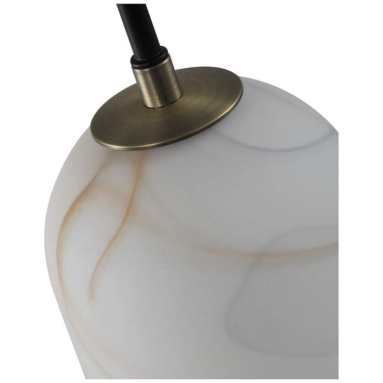 Image 3 Crema 4.72" Wide Black, Brushed Brass Pendant w/ Alabaster Shade more views