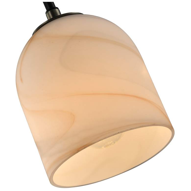 Image 5 Crema 4.72" Wide Black, Brushed Brass Pendant w/ Alabaster Shade more views