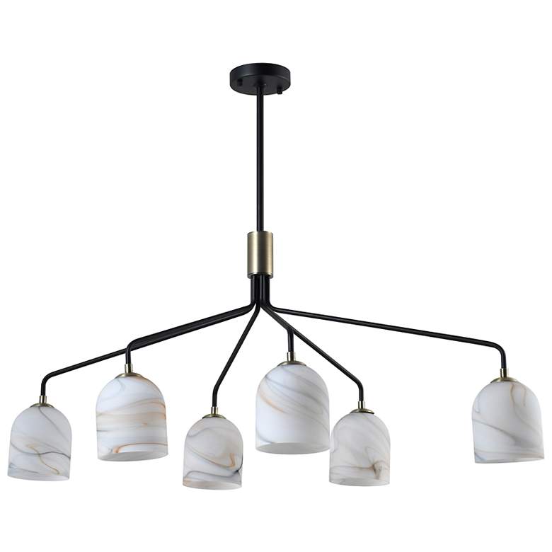 Image 3 Crema 40.55"W 6-Light Black, Brass Chandelier w/ Alabaster Shade more views