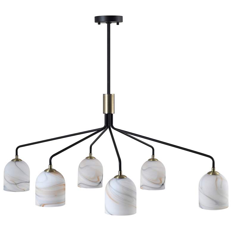 Image 4 Crema 40.55"W 6-Light Black, Brass Chandelier w/ Alabaster Shade more views
