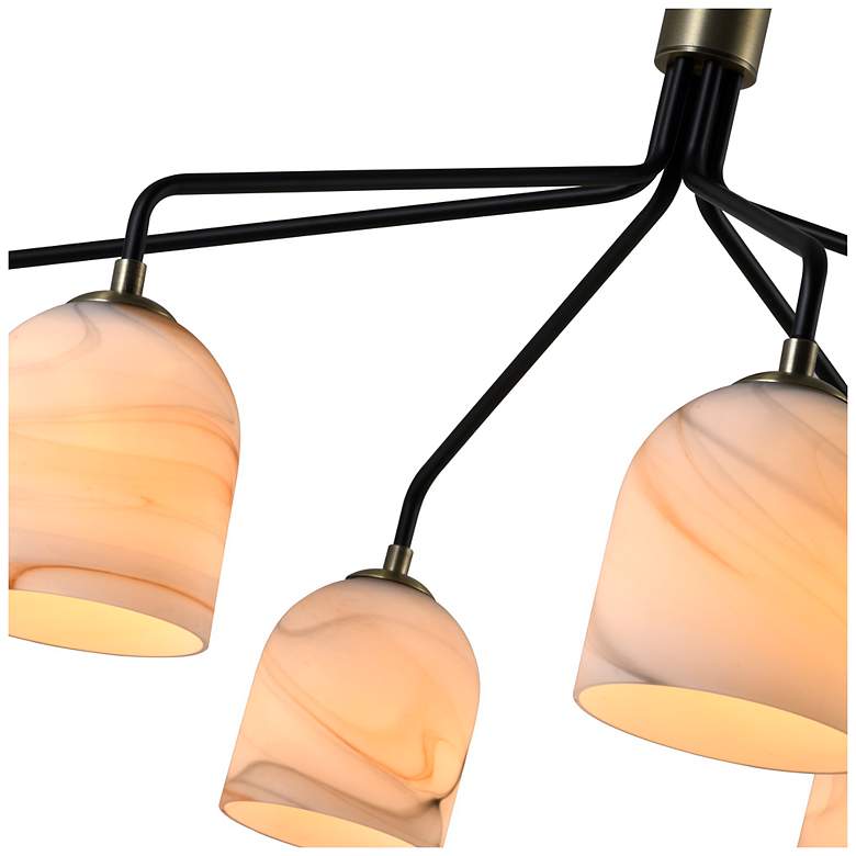 Image 5 Crema 40.55"W 6-Light Black, Brass Chandelier w/ Alabaster Shade more views