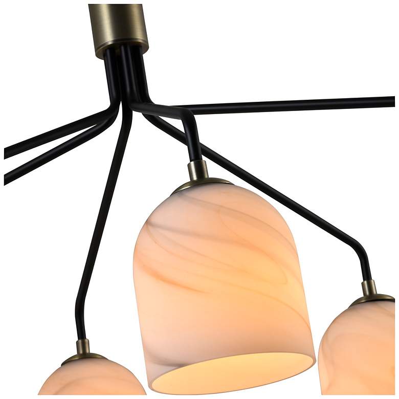 Image 6 Crema 40.55"W 6-Light Black, Brass Chandelier w/ Alabaster Shade more views