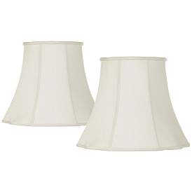 Image1 of Creme Bell Curve Cut Corner Lamp Shades 11x18x15 (Spider) Set of 2