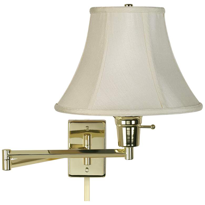 Image 1 Creme Bell Polished Brass Plug-In Swing Arm with Cord Cover