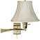 Creme Bell Polished Brass Plug-In Swing Arm with Cord Cover