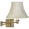Creme Bell Shade Antique Brass Plug-In Swing Arm Wall Light