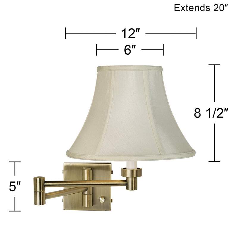Creme Bell Shade Antique Brass Swing Arm Wall Lamps Set of 2 more views