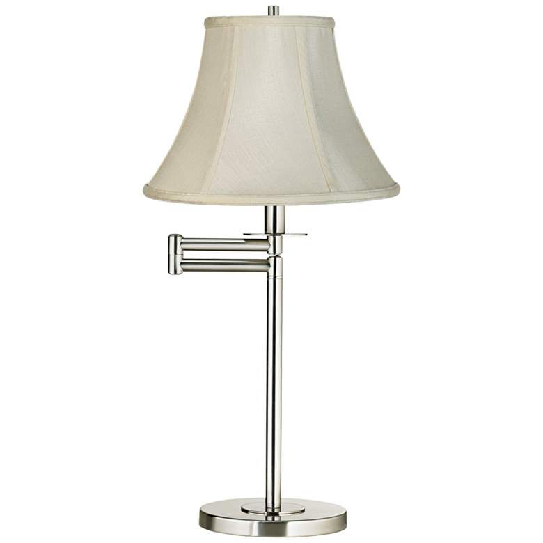 Image 1 Creme Bell Shade Brushed Nickel Swing Arm Desk Lamp