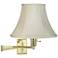 Creme Bell Shade Polished Brass Plug-In Swing Arm Wall Lamp
