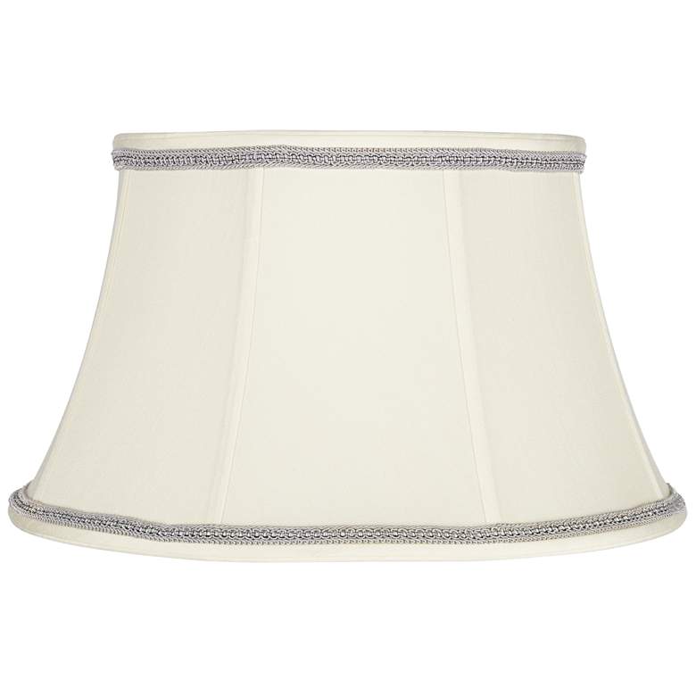 Image 1 Creme Bell Shade with Gray Ribbon Trim 13x19x11 (Spider)