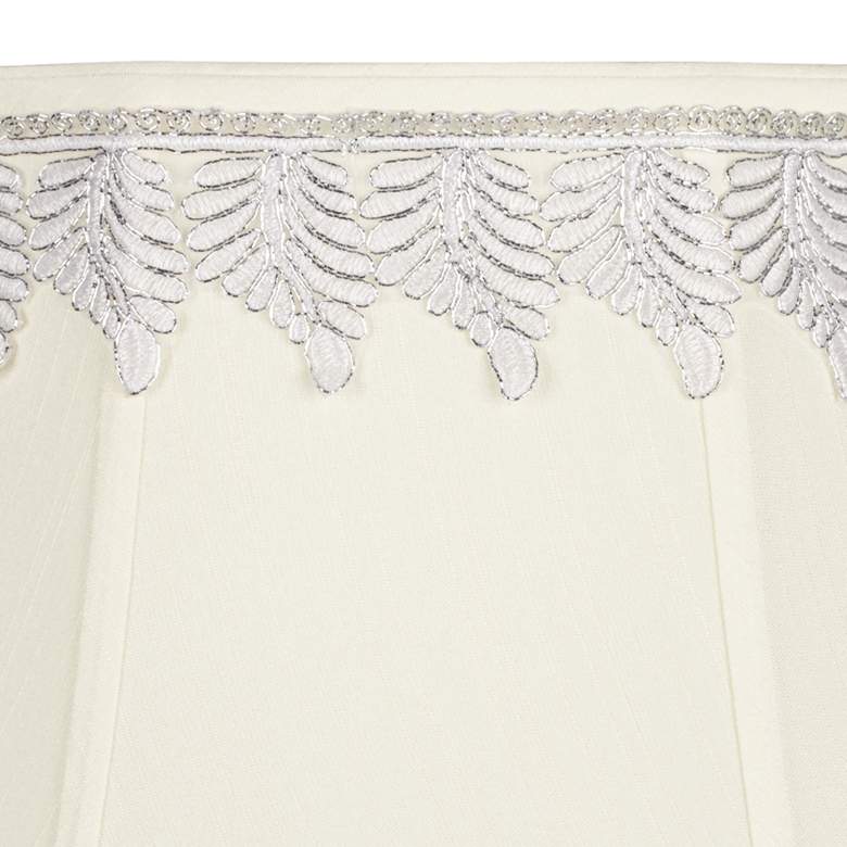 Image 2 Creme Bell Shade with Metallic Leaf Trim 13x19x11 (Spider) more views