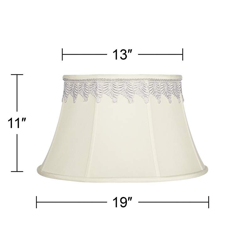 Image 3 Creme Bell Shade with Metallic Leaf Trim 13x19x11 (Spider) more views