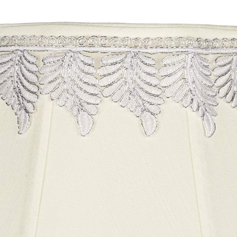 Image 2 Creme Bell Shade with Metallic Leaf Trim 9x18x13 (Spider) more views