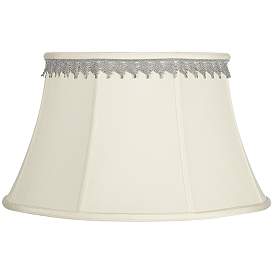 Image1 of Creme Bell Shade with Silver Leaf Trim 13x19x11 (Spider)