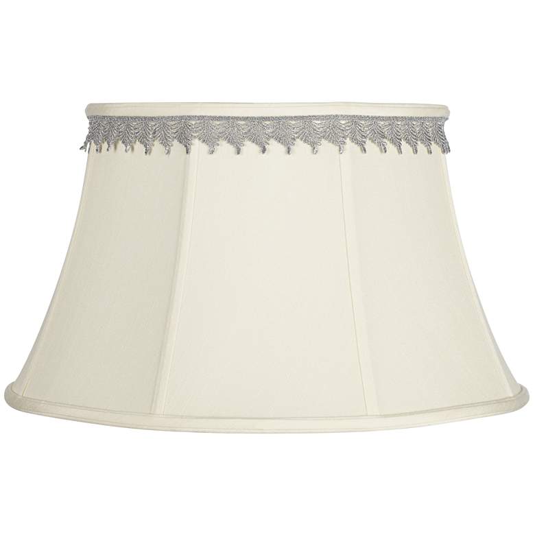 Image 1 Creme Bell Shade with Silver Leaf Trim 13x19x11 (Spider)