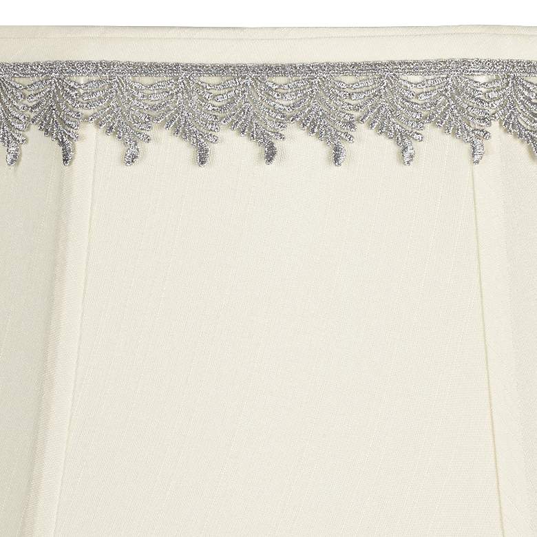 Image 2 Creme Bell Shade with Silver Leaf Trim 13x19x11 (Spider) more views