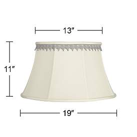 Image3 of Creme Bell Shade with Silver Leaf Trim 13x19x11 (Spider) more views