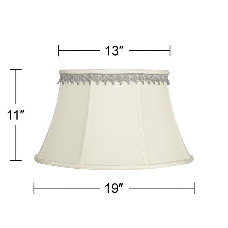 Image 3 Creme Bell Shade with Silver Leaf Trim 13x19x11 (Spider) more views